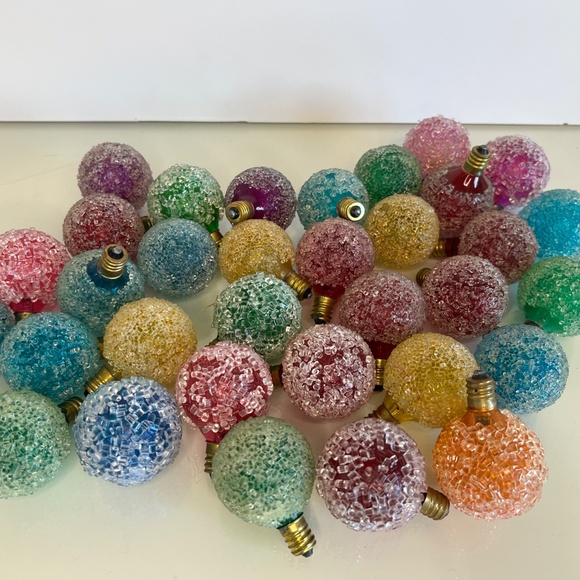 1960’s Christmas Ice Glo Frosted Sugar Bulbs RARE ALL WORK Large Lot of 31 - Picture 11 of 15